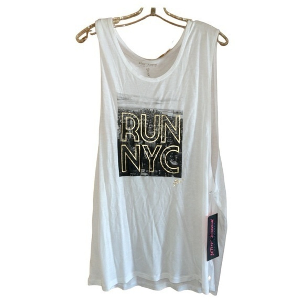 Betsey Johnson Performance Run NYC Graphic Muscle Tee Tank NWT Size XL